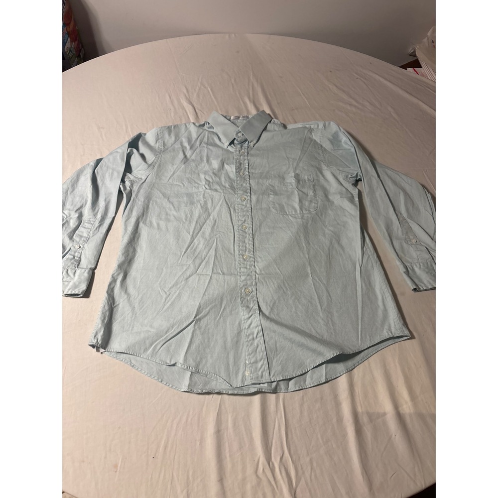 417 by Van Heusen‎ Oxford Shirt Mens 17.5 32/33 Blue Excellent Athletic Fit